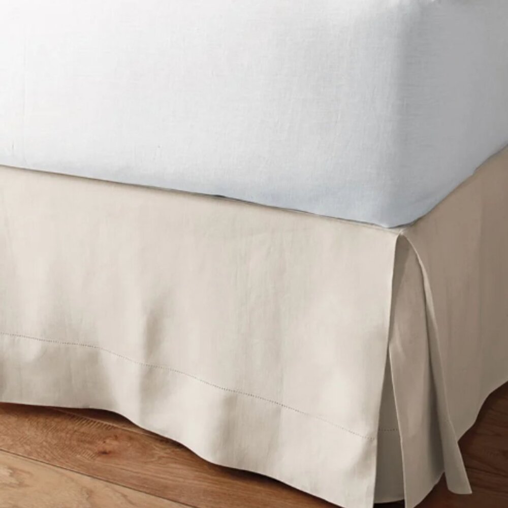 The Company Store Legends Hotel Relaxed Linen Bed Skirt in Parchment- Twin- New!